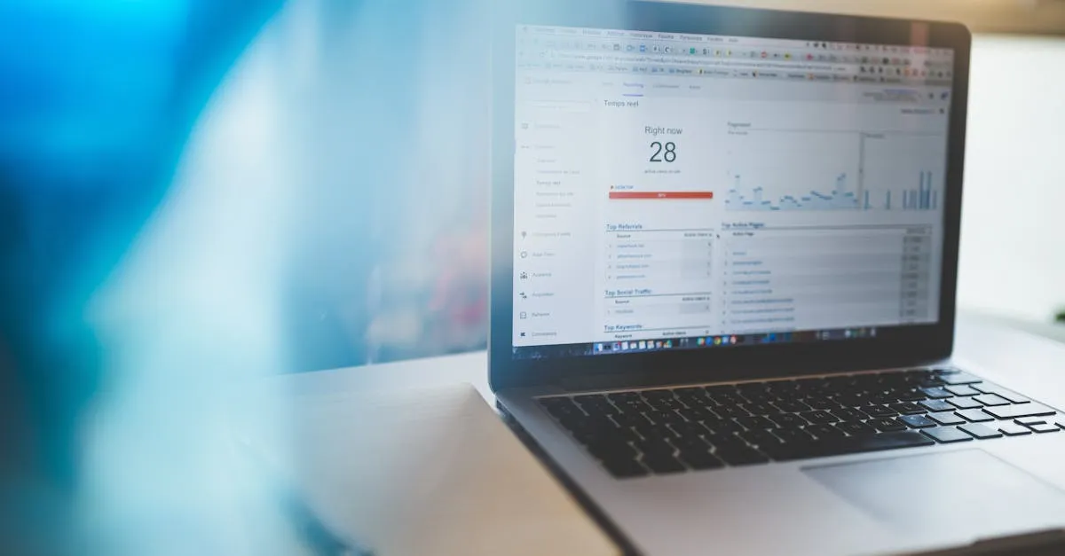 Analytics dashboard with charts and metrics