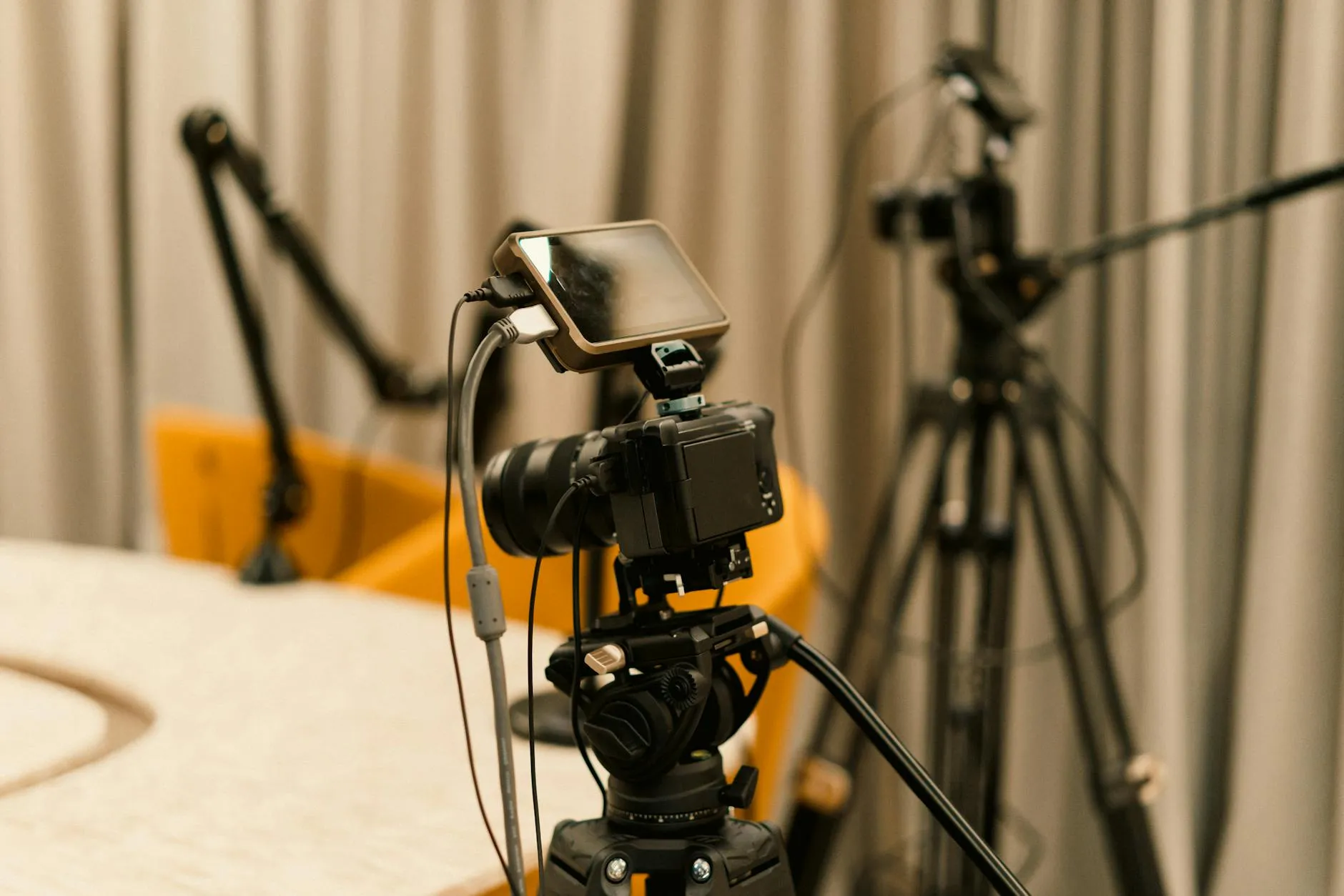 Camera and microphone recording setup