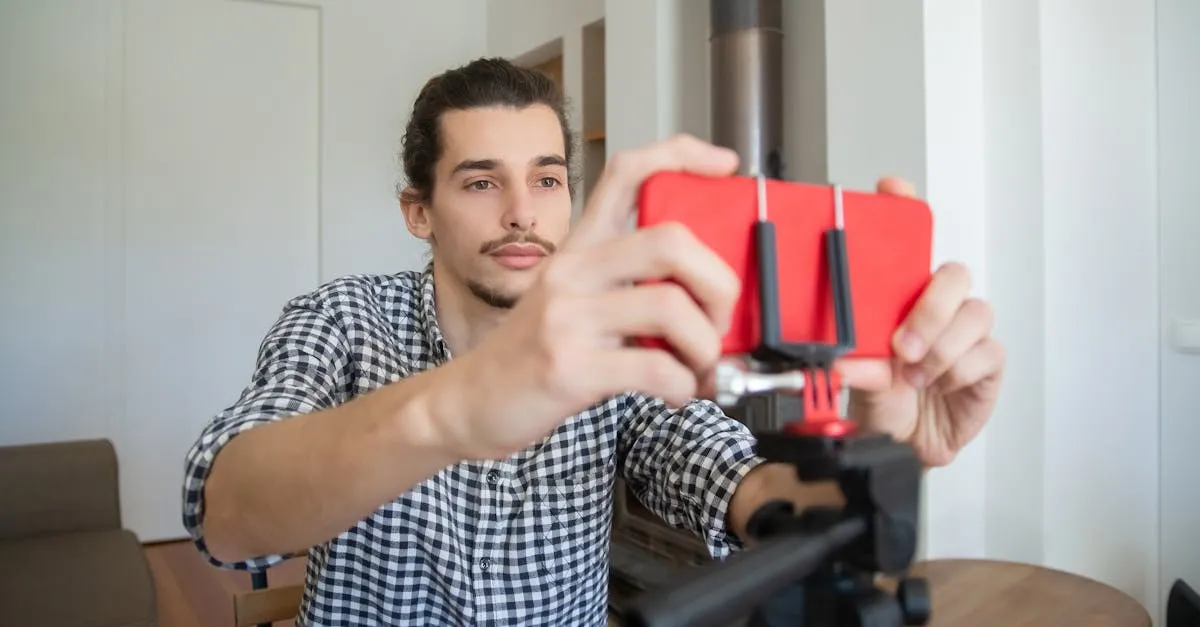 A simple recording setup with a phone on a tripod
