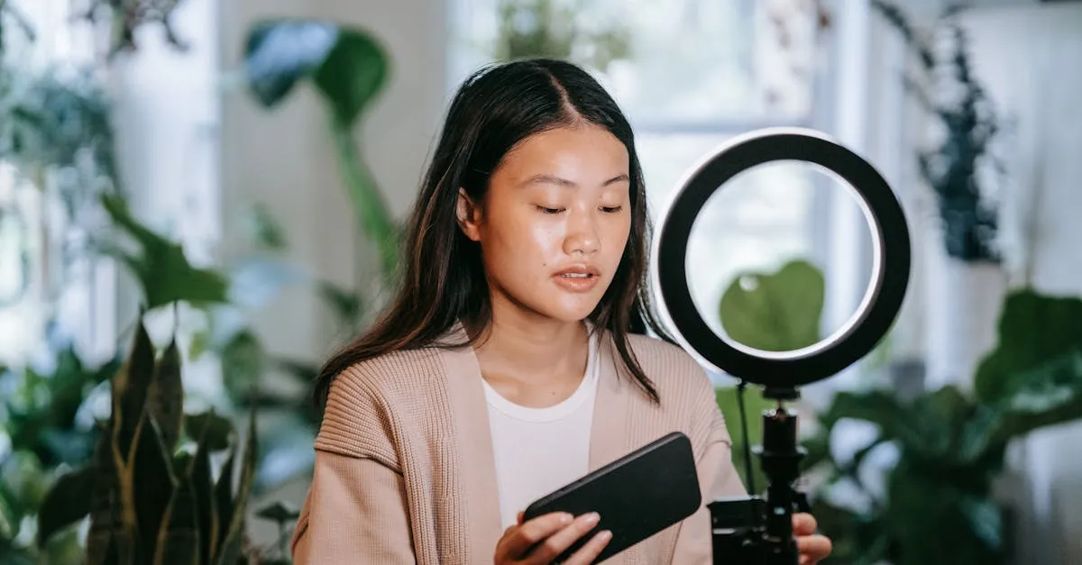 A ring light setup for video recording